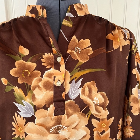 Vintage 60s 70s Brown Hawaiian Dress Casual Mumu MuuMuu House Dress Nightgown - Picture 12 of 14